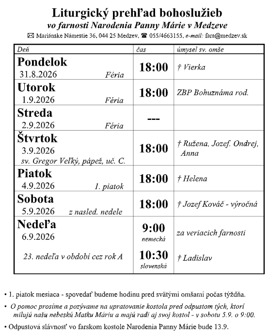 bohoslužby bohoslužby